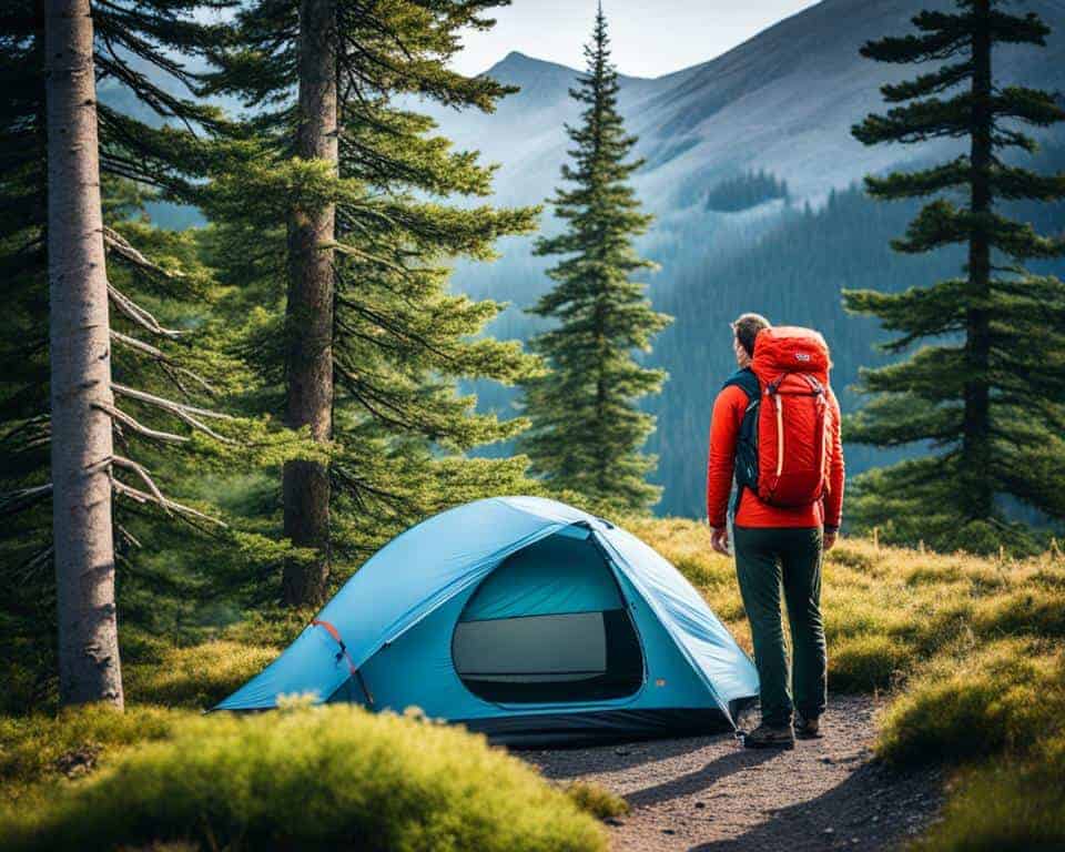 Backpacker with Lightweight Tent